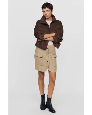 Maeve Layered Suiting Mini Skirt - Natural