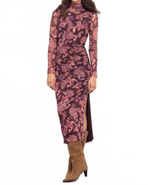 MINKPINK Annika Rouched Midi Dress - Red