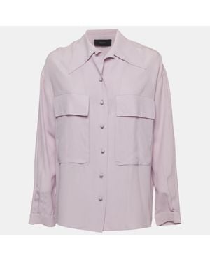 JOSEPH Silk Crepe Patch Pocket Shirt - Purple