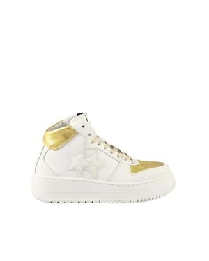 2Star Metallic Accent Leather Mid-Top Sneakers - White