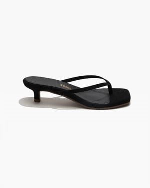 TKEES Square Toe Julia Suede Sandal - Black