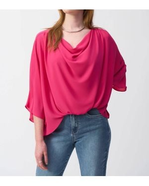Joseph Ribkoff Georgette High-Low Boxy Top - Red