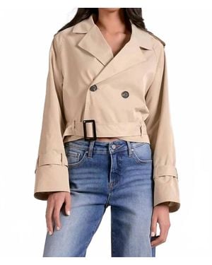 Elan Dakota Crop Trench Coat - Blue