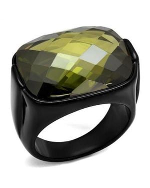 Fashnzfab Ip(Ion Plating) Stainless Steel Ring With Aaa Grade Cz - Green