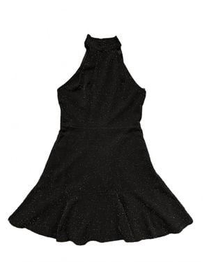 Miss Behave Girls Girl's High Neck Shimmer Dress - Black