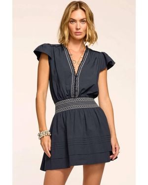 Ramy Brook Tahlia Cotton Poplin Smocked Mini Dress - Blue