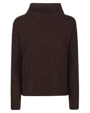 Aragona Cropped Cashmere Turtleneck Sweater - Brown