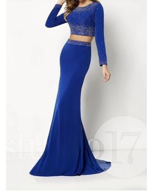 Studio 17 Textured Mermaid Prom Dress - Blue