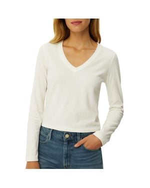 Michael Stars Brea Cropped V-Neck Tee - White