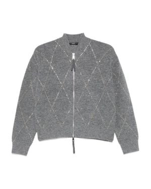 SEVENTY SERGIO TEGON Zip-Up Sweater With Diamond Pattern - Gray