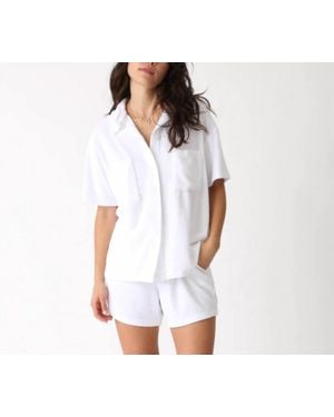 Electric and Rose Terry Button Down Shirt - White