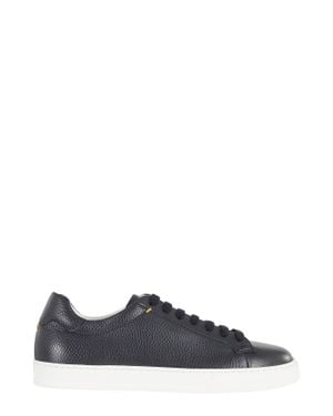 Doucal's Hammered Leather Rubber-Sole Sneakers - Black