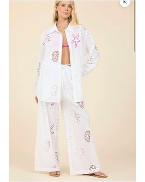 Surf Gypsy Ocean Eyelet Button Down - Natural