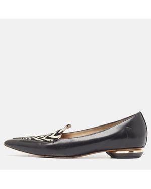 Nicholas Kirkwood Leather Beya Zigzag Pointed Toe Ballet Flats - Blue