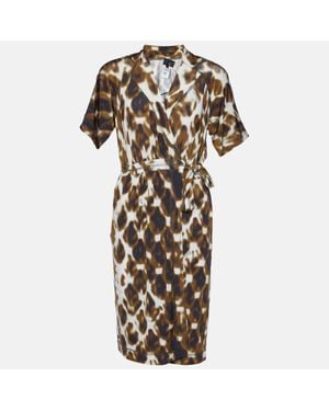Just Cavalli Printed Jersey Wrap Dress - Brown