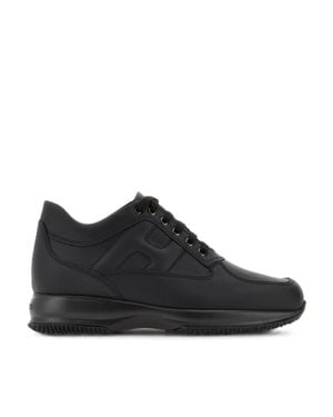 Hogan Smooth Leather Iconic H Sneakers - Black