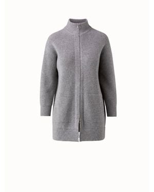 Akris Cashmere Ribbed Cardigan - Gray