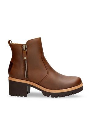 Panama Jack Pauline B9 Bark Waterproof Leather Heeled Ankle Boots - Brown