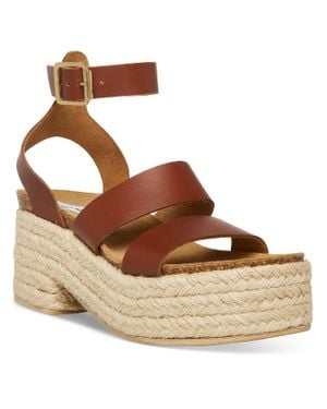 Steve Madden Kelton Leather Ankle Strap Platform Sandals - Brown