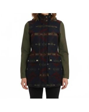 CoffeeShop Mixed Media Aztec Print Coat - Black