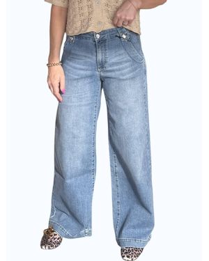 Blue Revival Midrise Trouser Denim - Blue