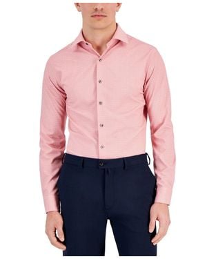 Alfani Dress Shirt Medallion Stretch Slim Fit Fts289 - Blue