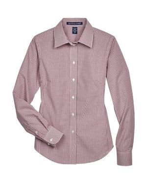Devon & Jones Crown Collection Gingham Check Woven Dress Shirt - Purple