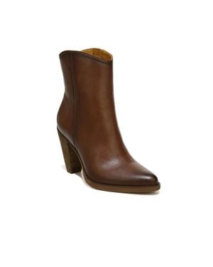 Zodiac Darrah Boots Cognac Leather Block Heel Western Bootie Lion678 - Brown