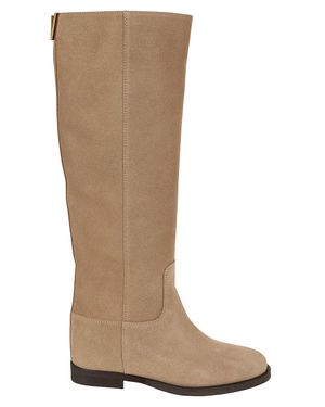 Via Roma 15 Luxury Knee-High Soft Suede Internal Rise Boots - Brown