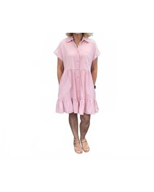 Eesome Solid Button Down Mini Dress - Red