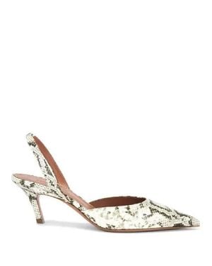 AMINA MUADDI Sofia 60 Shiny Snakeskin Print Leather Slingbacks - Metallic