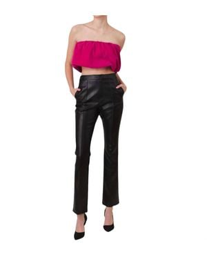 Line & Dot Reina Vegan Leather Pants - Red