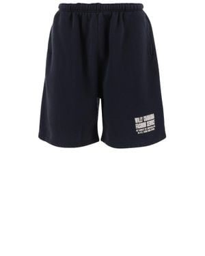 Willy Chavarria Relaxed Fit Cotton Shorts With Contrast Logo - Blue