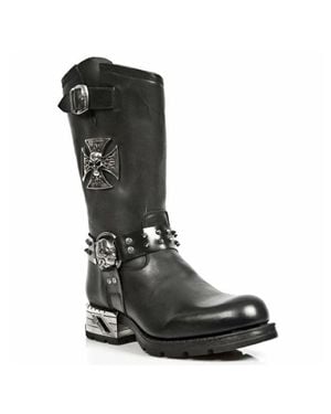 New Rock Leather Gothic Cowboy Boots- Mr030-S1 - Black