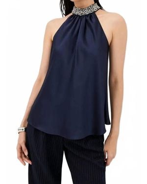 Jonathan Simkhai Navi Embellished Satin Top - Blue