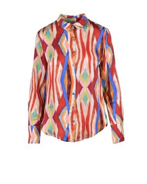 Motel Geometric Pattern Viscose Fluid Shirt - Red