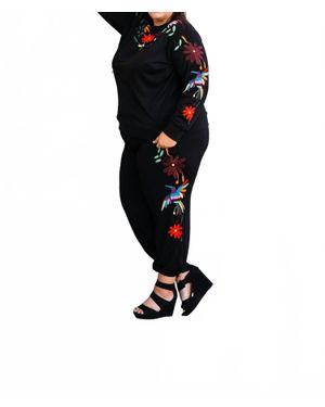 Layerz Clothing Suzette Embroidered Sweatpants - Black