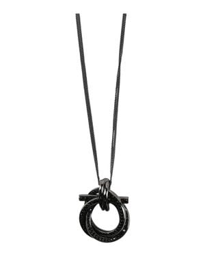 Ferragamo Gancini Crystal-Embellished Pendant Necklace - White
