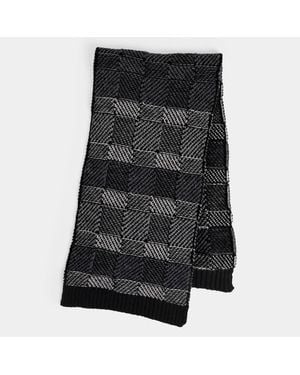 Coco + Carmen Checkerboard Winter Knit Scarf - Black
