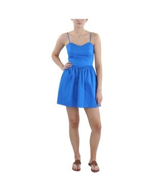French Connection Solid Cotton Mini Dress - Blue