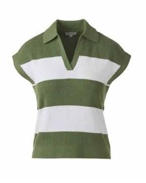 Kinross Cashmere Rib Splitneck Polo - Green