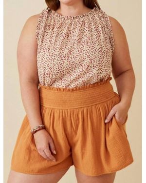 Hayden LA Ruffle Detail Ditsy Tank - Brown