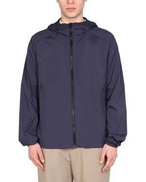 Monobi Tall Hooded Neck Nylon Jacket - Blue