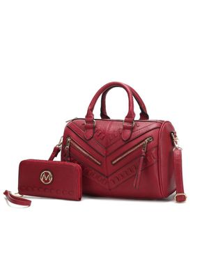 MKF Lara Vegan Leather Satchel With Wallet - Red