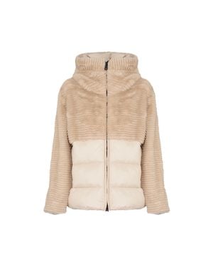 Blauer Americane Plush Ribbed Faux Fur Padded Jacket - Natural