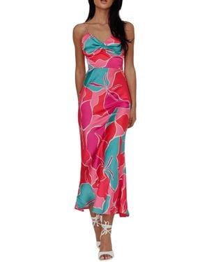 One And Only Collective Mosiac V-Neck Maxi Dress - Red