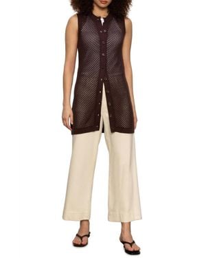 Sanctuary Long Openwork Vest - Brown