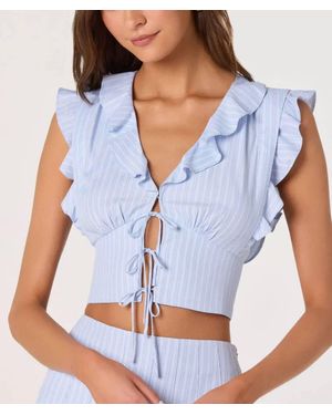 Astr Zoela Ruffle Trim Top - Blue