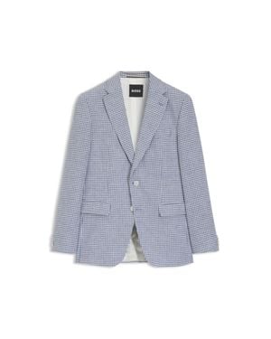 BOSS Slim-Fit Jacket With Puppytooth Pattern - Blue