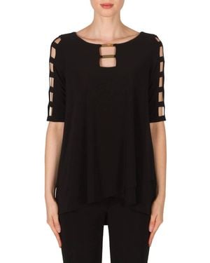 Joseph Ribkoff Cut Out Sleeve Top - Black